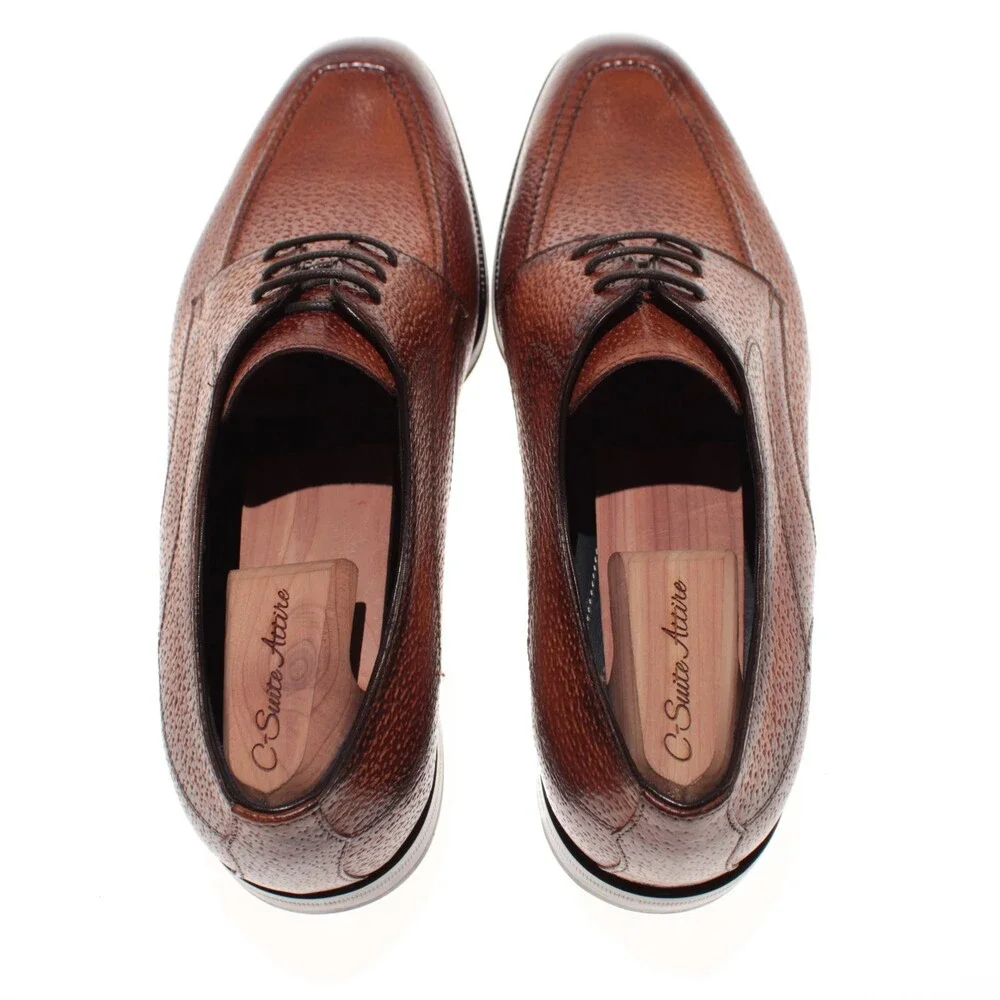 Di Bianco NWB Derby Dress Shoes Size 42.5 (US 9.5) in Brown Peccary Leather
